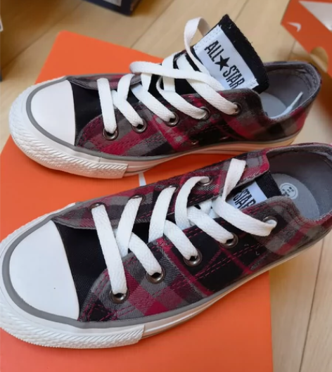 匡威 Converse低帮格纹帆布鞋136...