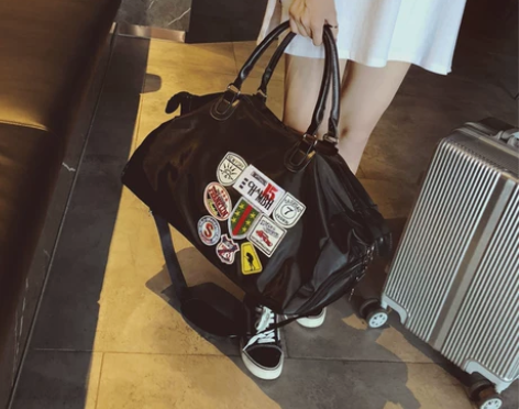 防水牛津纺手提旅行袋登机包出差包徽章男健身...