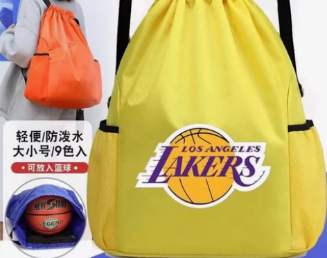 NBA湖人篮球包专用束口袋抽绳双肩包大容量...