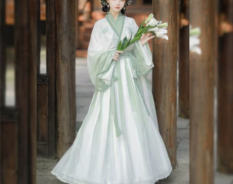 莺雨兰衣原创晋制齐腰交领儒裙汉服女学生三件...