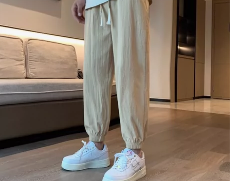 《包邮 全新》休闲裤男秋冬加绒加厚宽松九分...