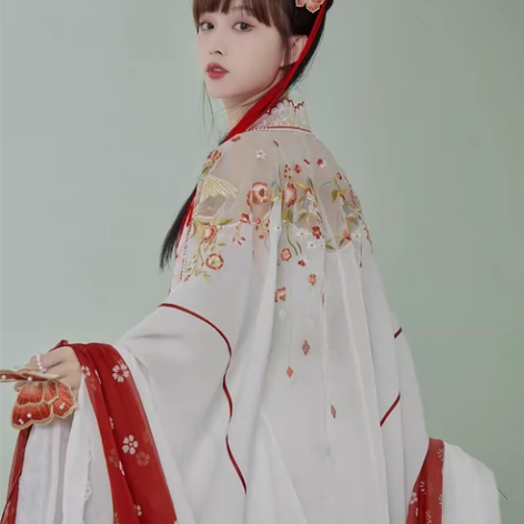 七月夕 清月 绣花吊带对襟衫花边大袖衫汉元...