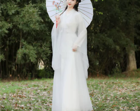 汉服女夏季原创上班穿改良连衣裙小个子古风白...