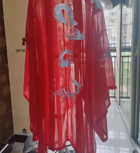 知希堂绝版大袖衫 红色汉服古风绣花外披～借...