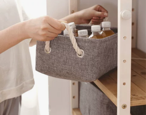 日式棉麻帆布收纳箱衣服棉被整理箱储物箱加厚...