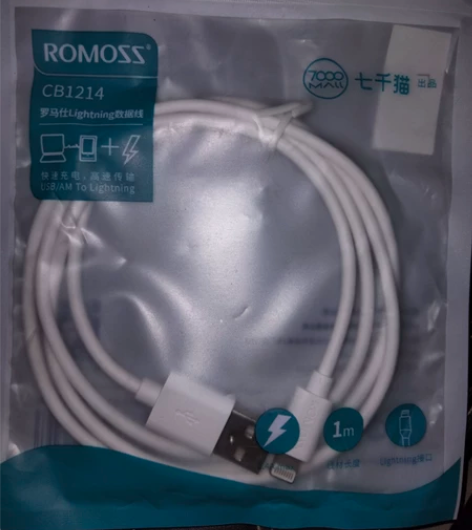罗马仕苹果手机充电线,全新未拆封正品, 1...