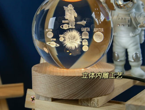 【17.8包邮)超美发光水晶球小夜灯桌面卧...