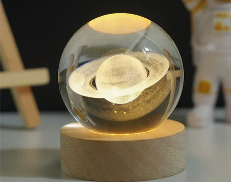 清仓处理发光太阳系水晶球桌面小夜灯摆件星空...
