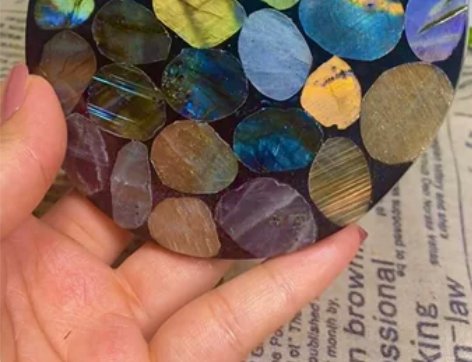 A8天然拉长石原石摆件大号圆盘，观赏把玩收...