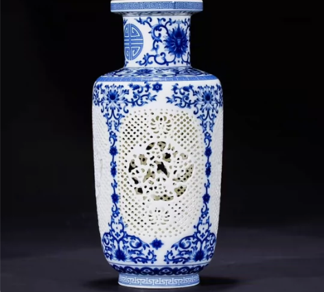 捡漏！商场撤柜处理全新陶瓷花瓶，青花瓷雕刻...