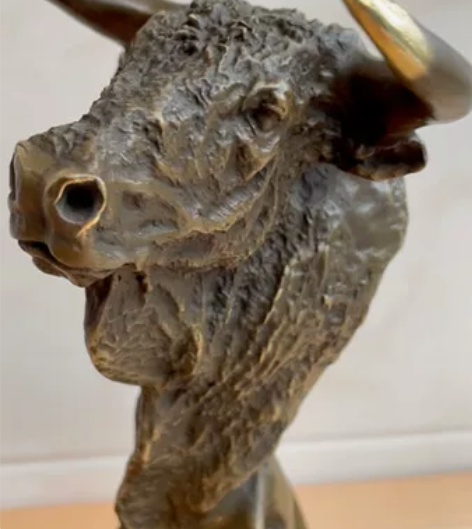 铜雕塑 牛气冲天 高33×21×21厘米感...