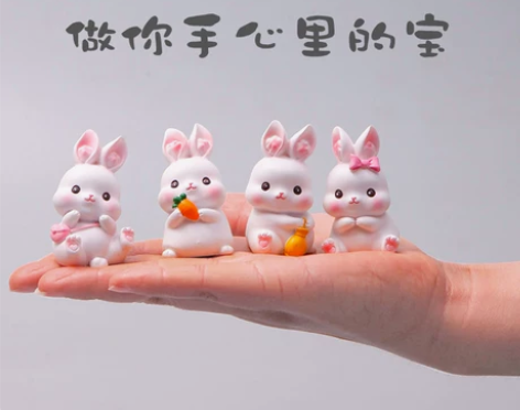 小兔子摆件趴趴电脑桌面工位迷你解压治愈系情...