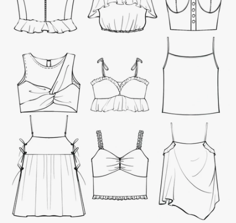 款式图款式图代画‖服装款式图‖ 服装线稿线...