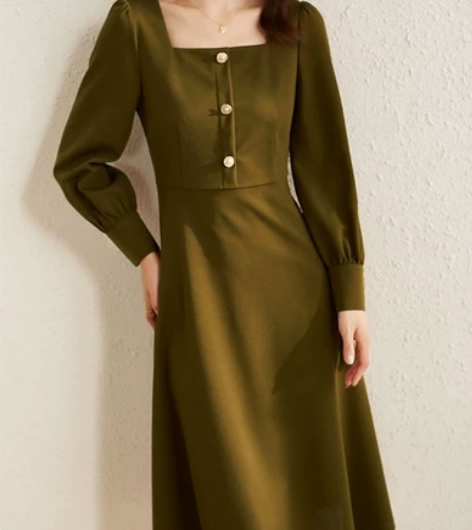 包邮几乎全新尚都比拉优雅法式方领泡泡袖复古...