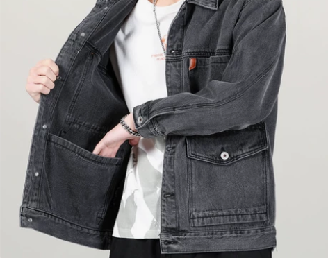 潮男春秋款牛仔外套2022新款日系潮牌高档...