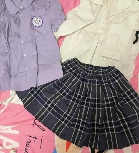 清华附小校服 1，紫色礼仪衬衫短袖150尺...