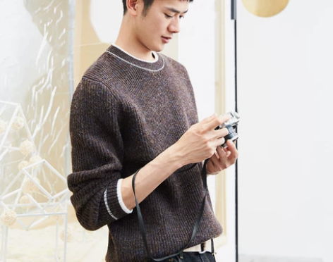 GLM男装2018秋季新品潮流提花撞色毛衣...