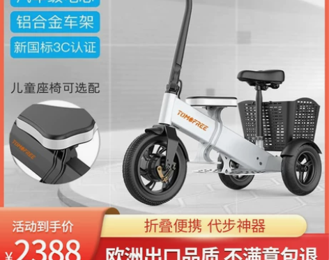 Tomofree亲子车电动车小型迷你代步折...