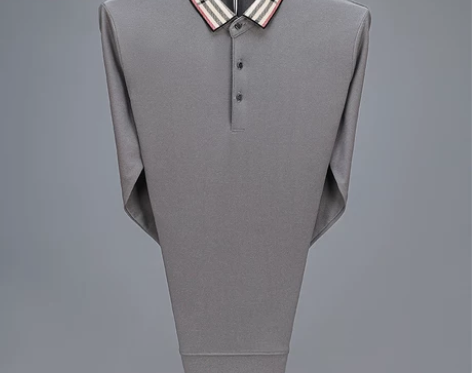 男士长袖t恤春秋翻领中年爸爸装上衣服宽松休...