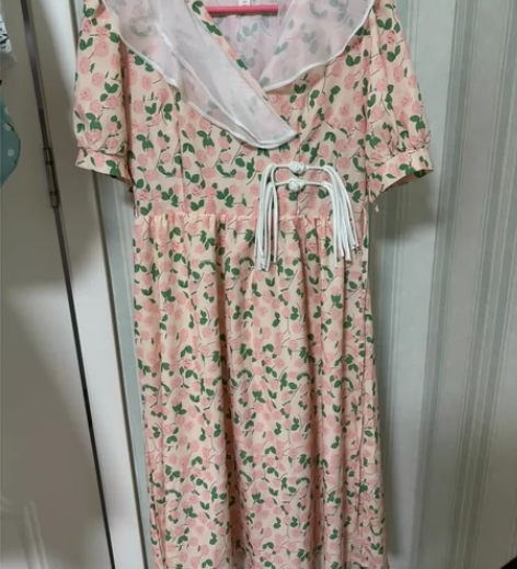 少女感法式粉色连衣裙 XL 仅试穿几乎全新...