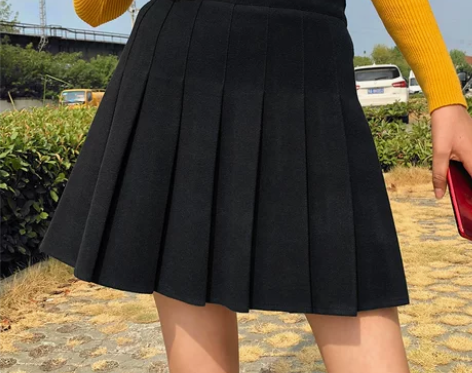 毛呢百褶裙秋冬裙子女2021新款高腰大码短...