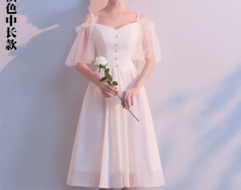 香槟色伴娘服平时可穿2021新款春秋夏季新...