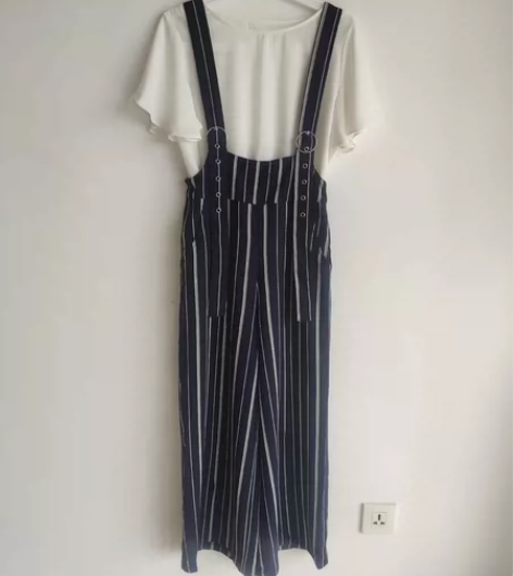 品牌撤柜库存尾货拉夏贝尔女式藏青色竖条纹背...