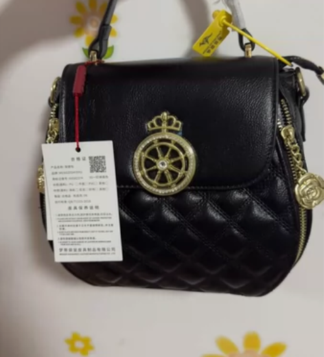 真皮女包2023冬季新款袋鼠正品包时尚链条...