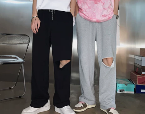 物空宋松  夏装韩版潮男拉长了比例的破洞休...