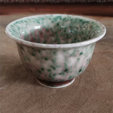 豇豆红压手杯 全手工，高温原矿釉 无瑕，不...