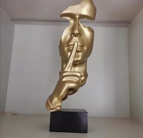 客厅酒柜摆件沉默是金创意装饰办公室艺术摆件...