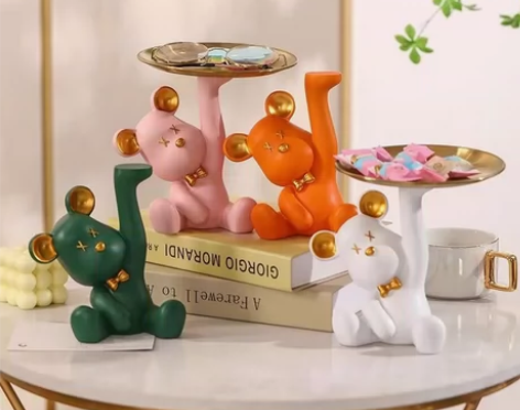 【低价出】创意可爱小熊托盘装饰品收纳玄关桌...