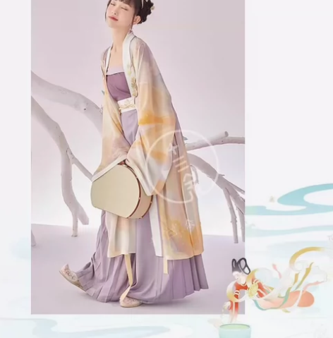 汉服汉元素十三余小豆蔻紫色三件套十三余西湖...