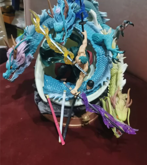 双头索隆，GK三龙索隆龙卷风黑珍珠改雕像模...