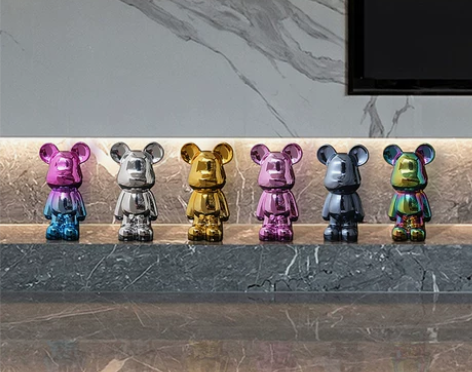 客厅装饰品 轻奢陶瓷暴力熊摆件家居饰品玻璃...