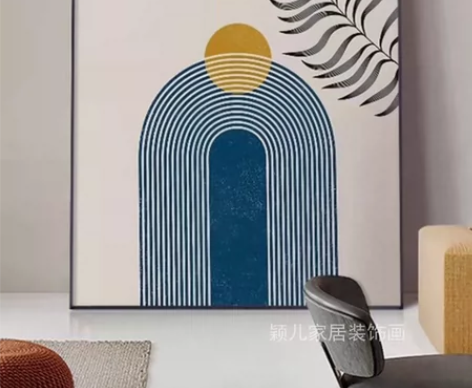 落地画装饰画莫兰迪色系沙发墙背后挂画现代简...