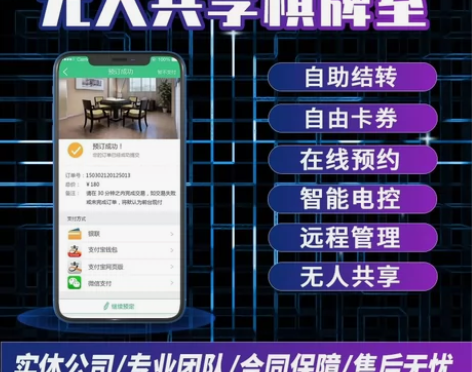智能小程序自助无人棋牌室系统 小程序分为：...