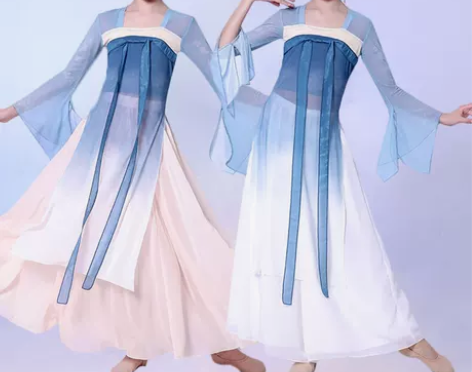 儿童古典舞演出服飘逸纱衣女童舞蹈练功服扇