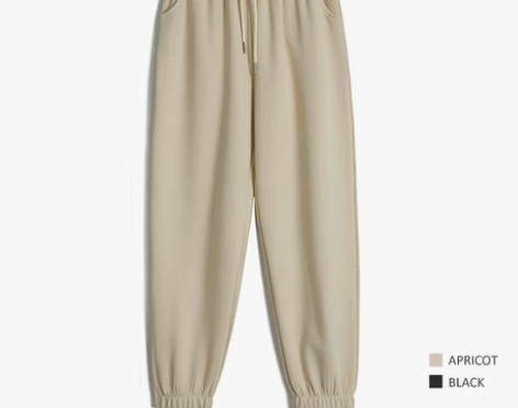 【杏色束脚裤】松紧系带休闲运动卫裤女宽松灯...