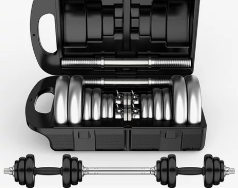 朗威哑铃 男士健身 电镀20公斤杠铃30k...