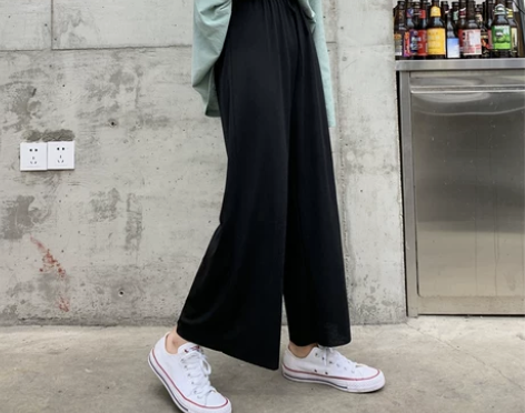 大码女装高腰阔腿裤显瘦洋气胖mm垂感宽松直...