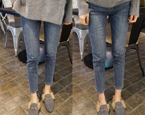 早秋装新款牛仔裤大码女装初秋款胖妹妹七分裤...
