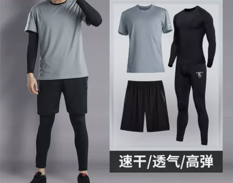 路伊梵健身衣服男跑步运动套装夜跑晨跑装备速...