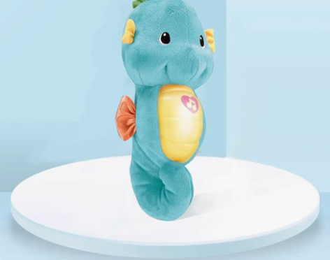 费雪声光安抚玩偶尔，蓝色海马，9成新。功能...