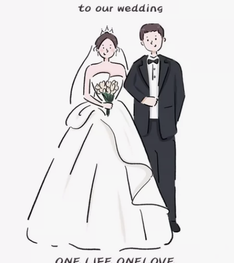 手绘婚礼头像Q版定制漫画卡通动漫人物结婚纱...