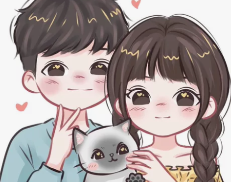 【软萌风】Q版手绘头像蜡笔风可爱卡通情侣画...
