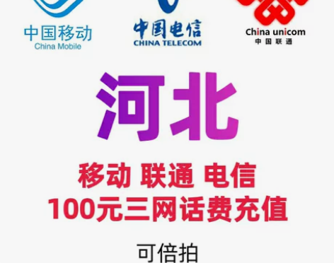 移动联通电信河北三网话费充值100元200...