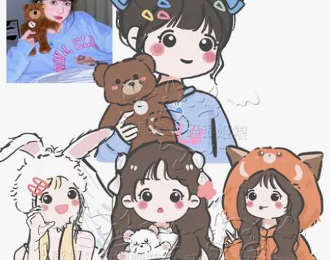 【拍一赠一～当天出图～】简笔画情侣头像定制...