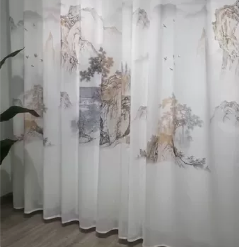 来捡漏啦！！！ 【现代新中式风格山水画窗纱...