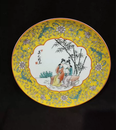 景德镇老厂货八十年代红旗瓷厂库存珐琅彩手绘...